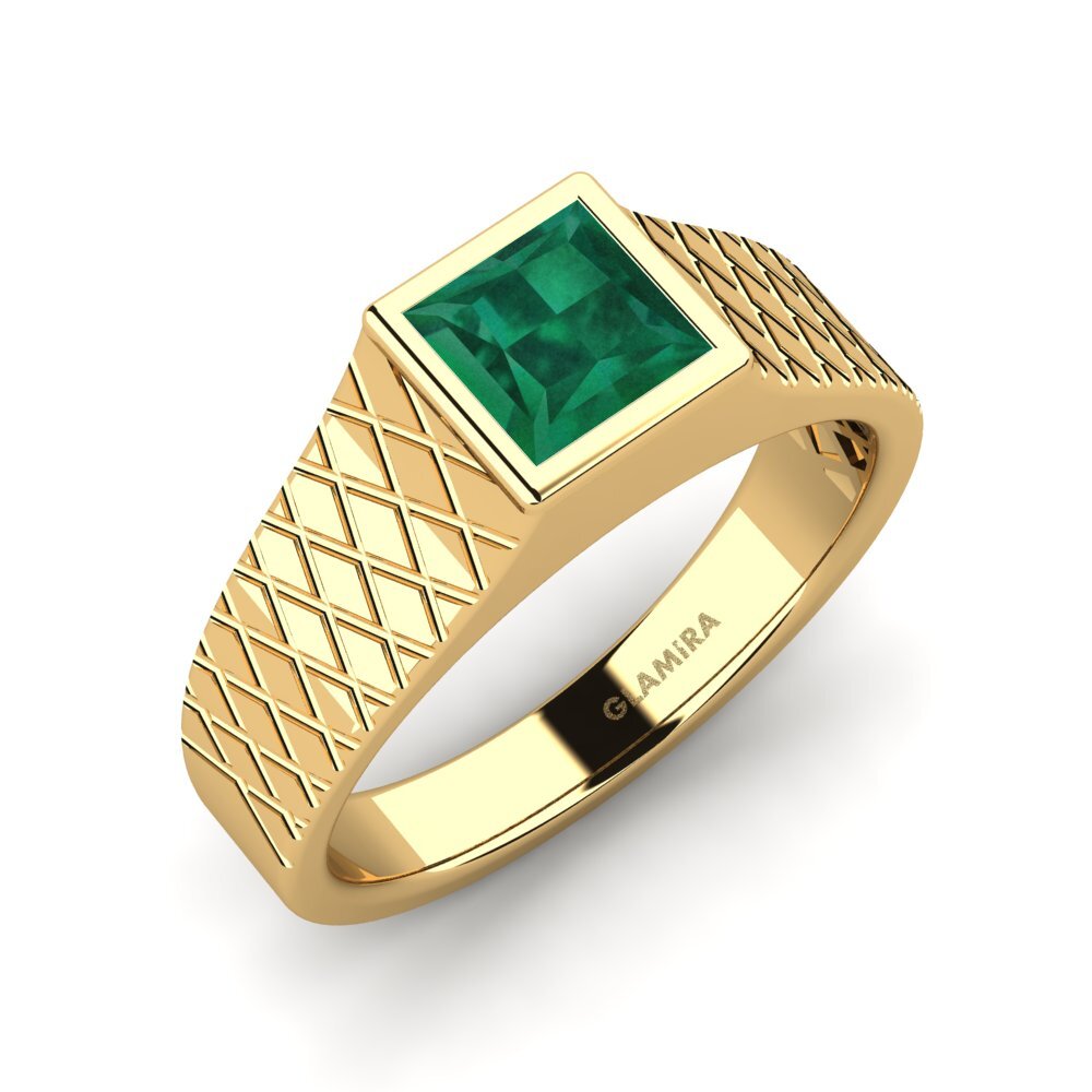 Oro Giallo 750 Smeraldo Anello da uomo Sorennos