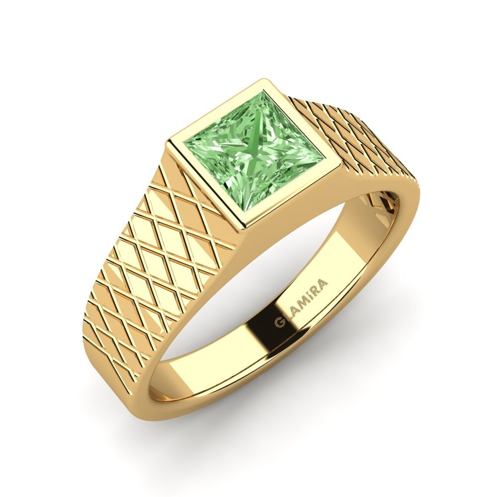 Oro Giallo 375 Diamante Verde Anello da uomo Sorennos