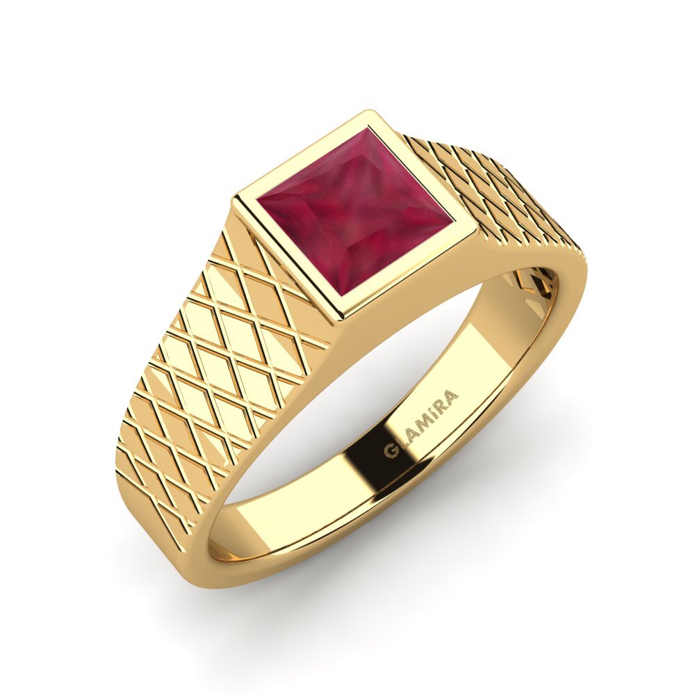 Oro Giallo 750 Rubino Anello da uomo Sorennos
