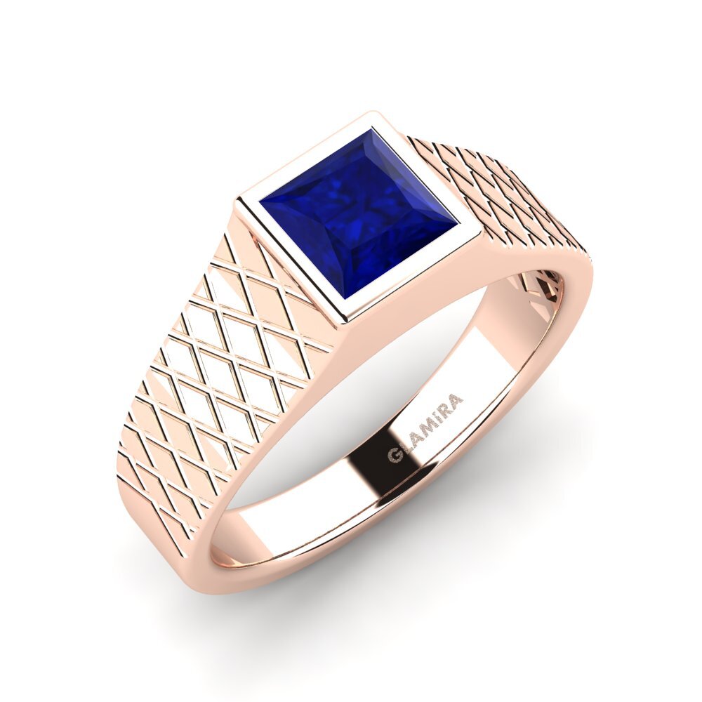 Oro Rosso 585 Zaffiro Anello da uomo Sorennos