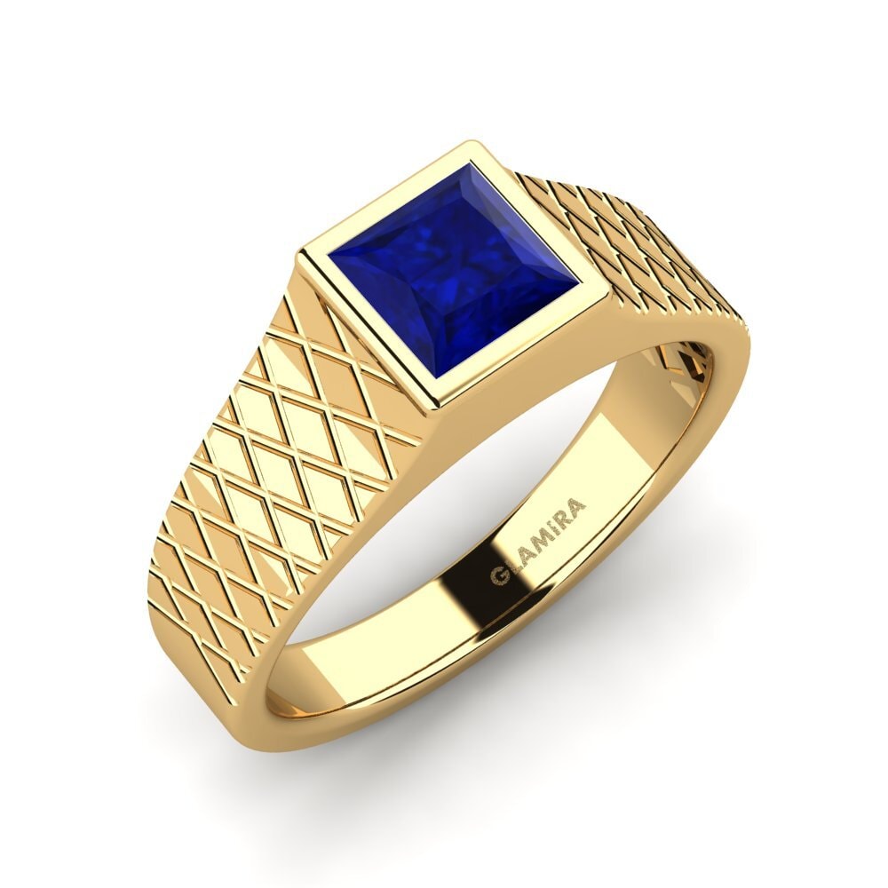 14ct Yellow Gold Sapphire Men's Ring Sorennos