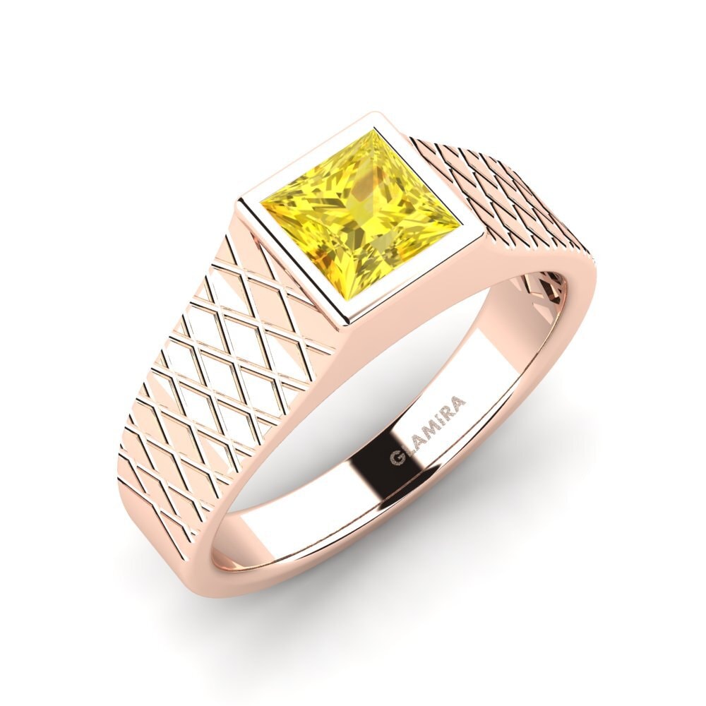 14k Rose Gold Yellow Sapphire Men's Ring Sorennos