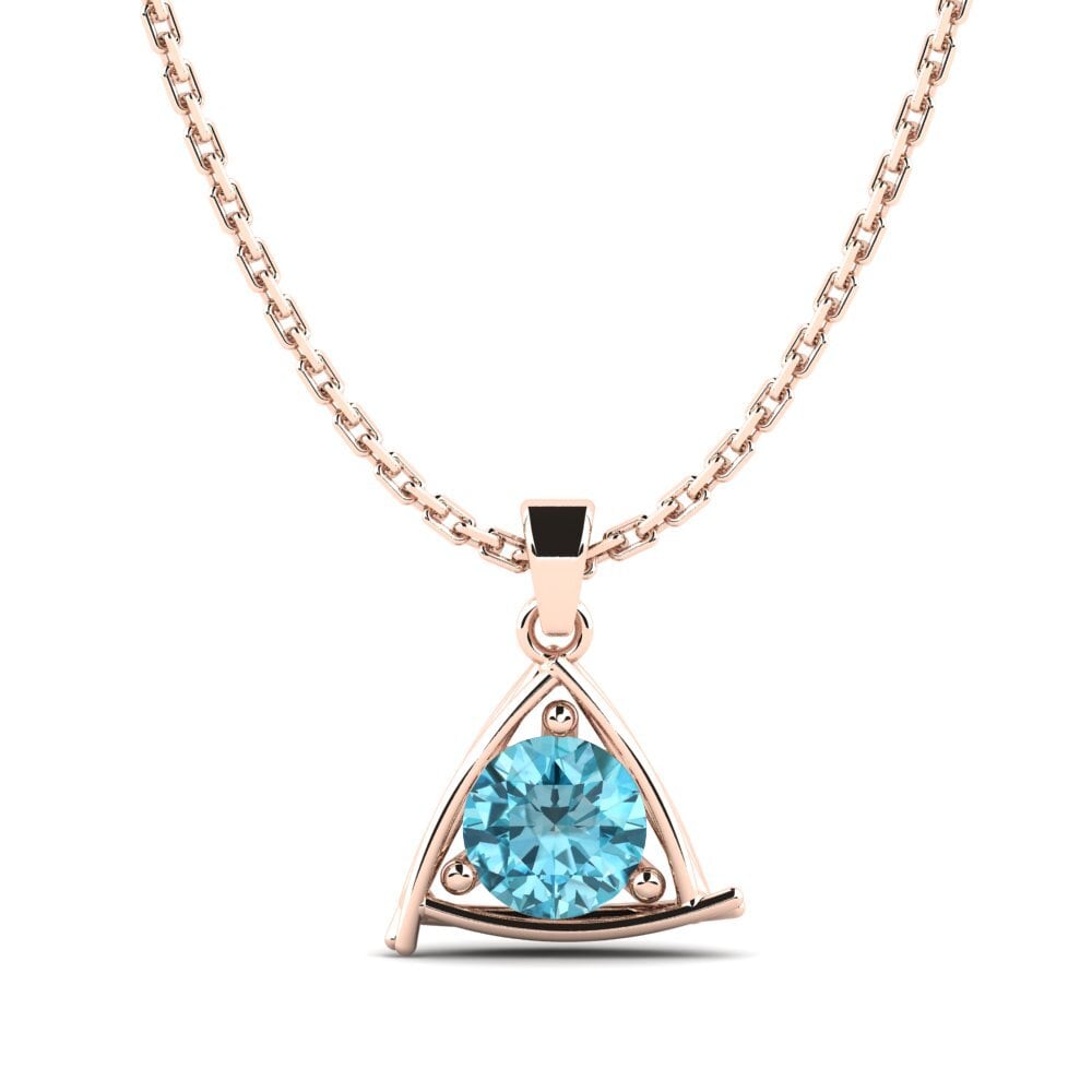 14k Oro Rosa Circón Azul Colgante de Mujer Sorenson