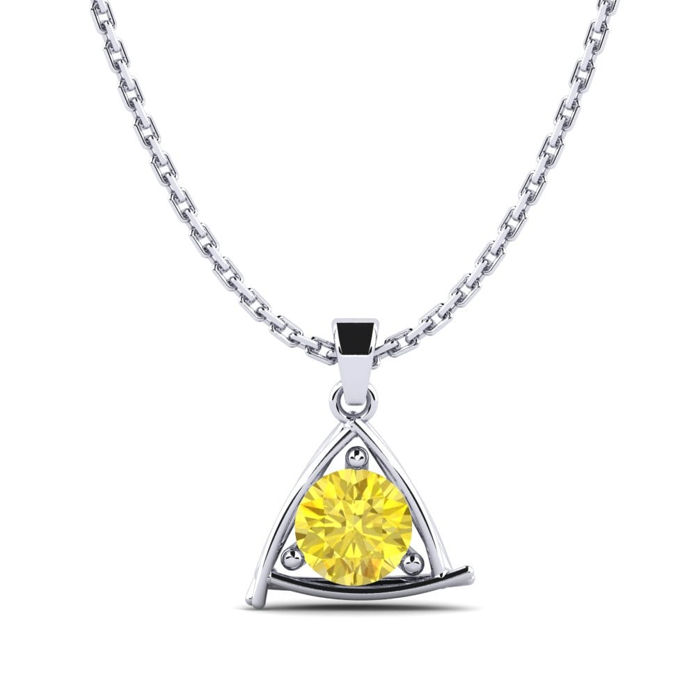 White Silver Yellow Sapphire Women's Pendant Sorenson