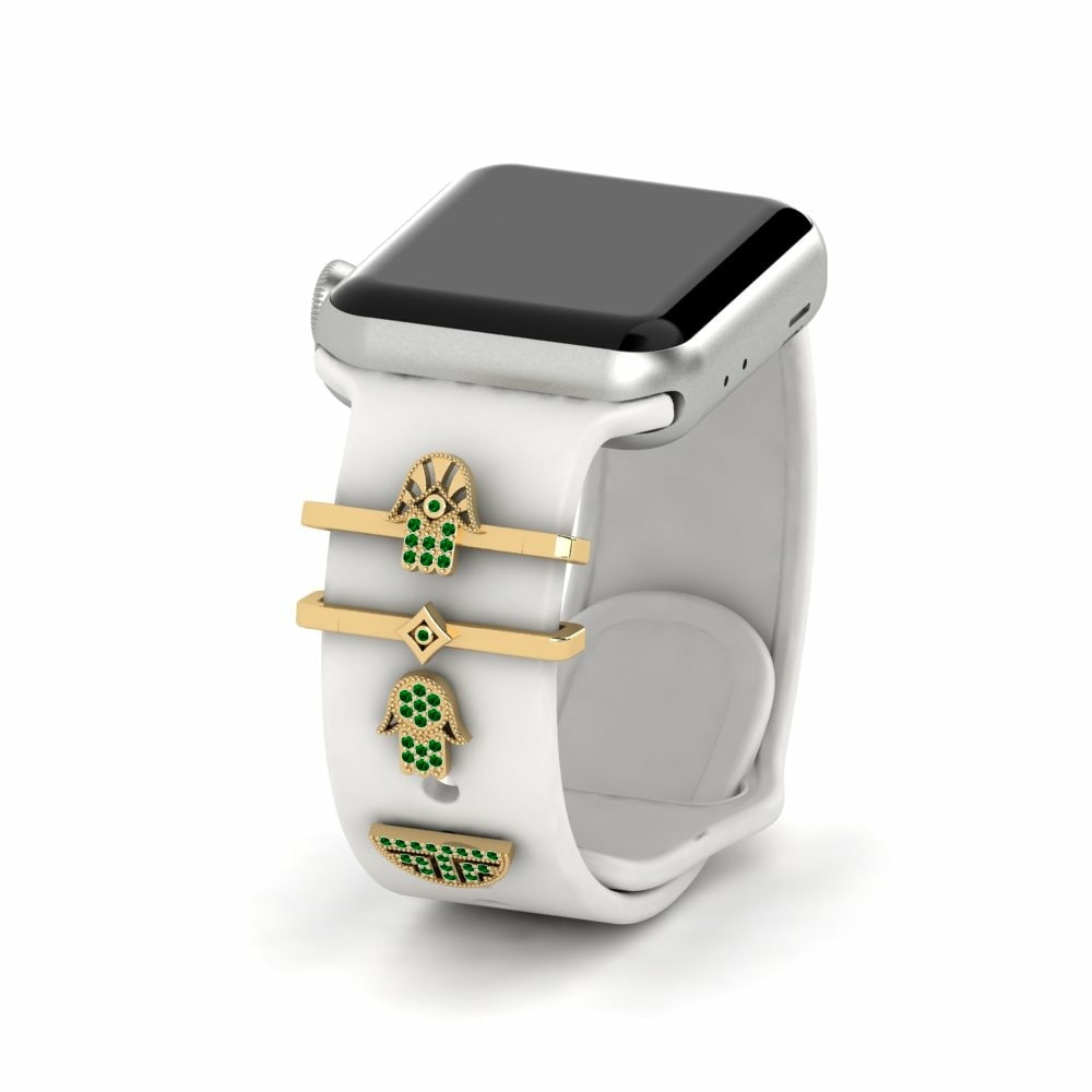 Accesorios para Apple Watch® Sortilege - Set Oro Amarillo 585 Swarovski Verde