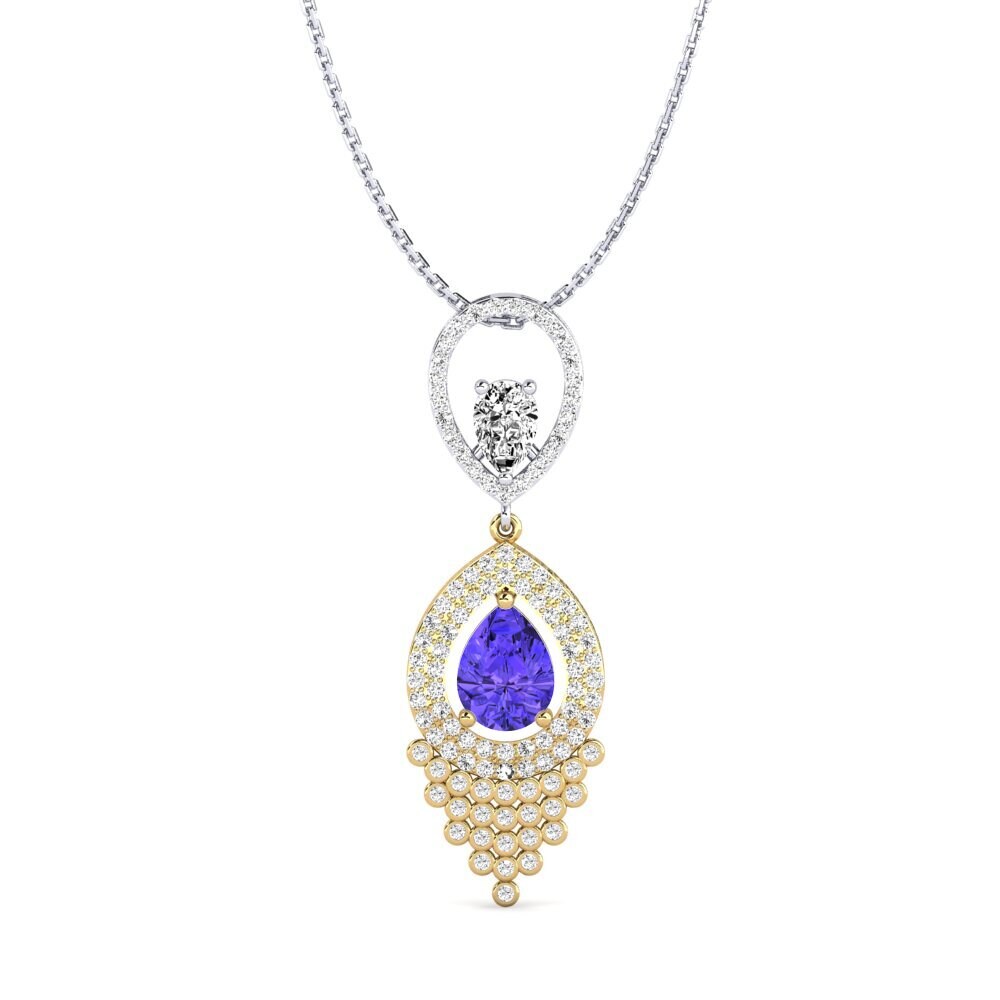14k Oro Amarillo & Blanco Tanzanita Colgante de Mujer Soulini
