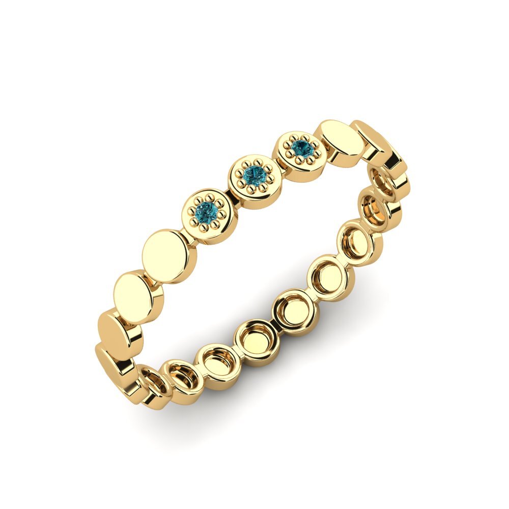 Or Jaune 9k Diamant Bleu Bague Souverain