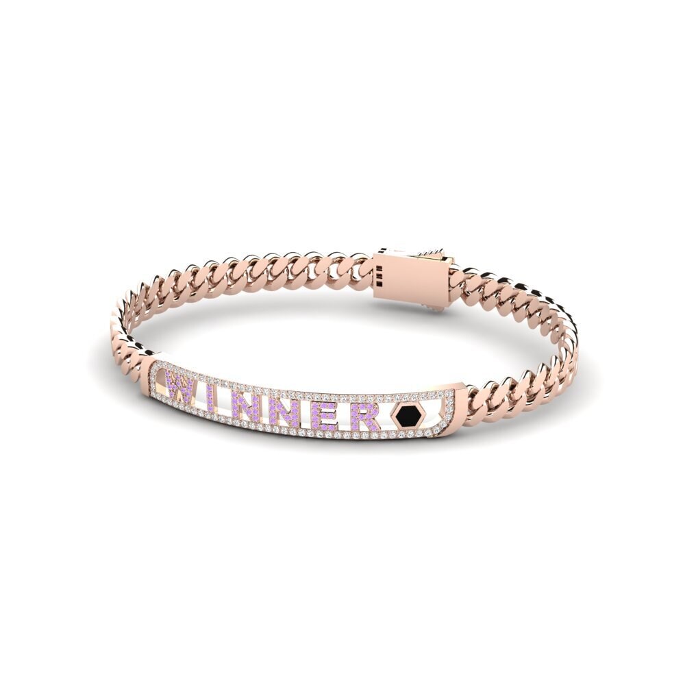 18k Oro Rosa Amatista Pulsera para hombre Spapie