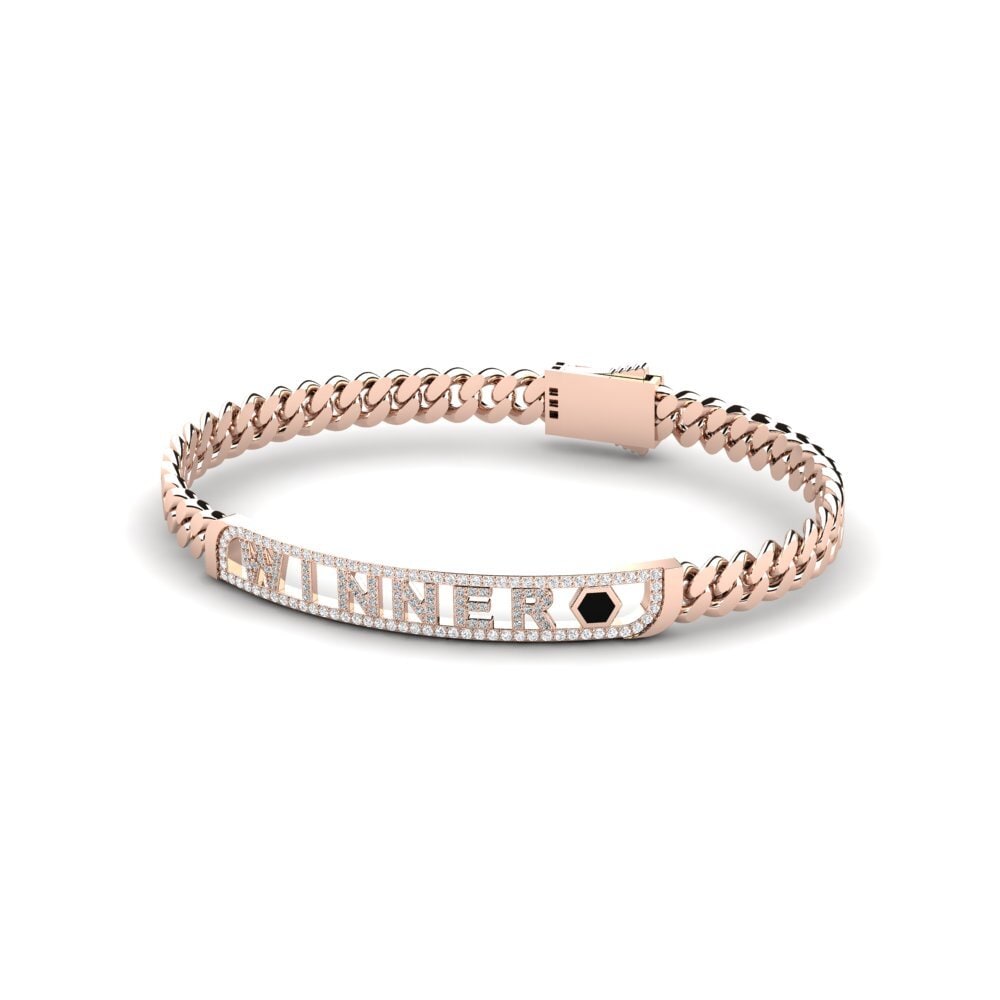 18k Oro Rosa Circonita Pulsera para hombre Spapie