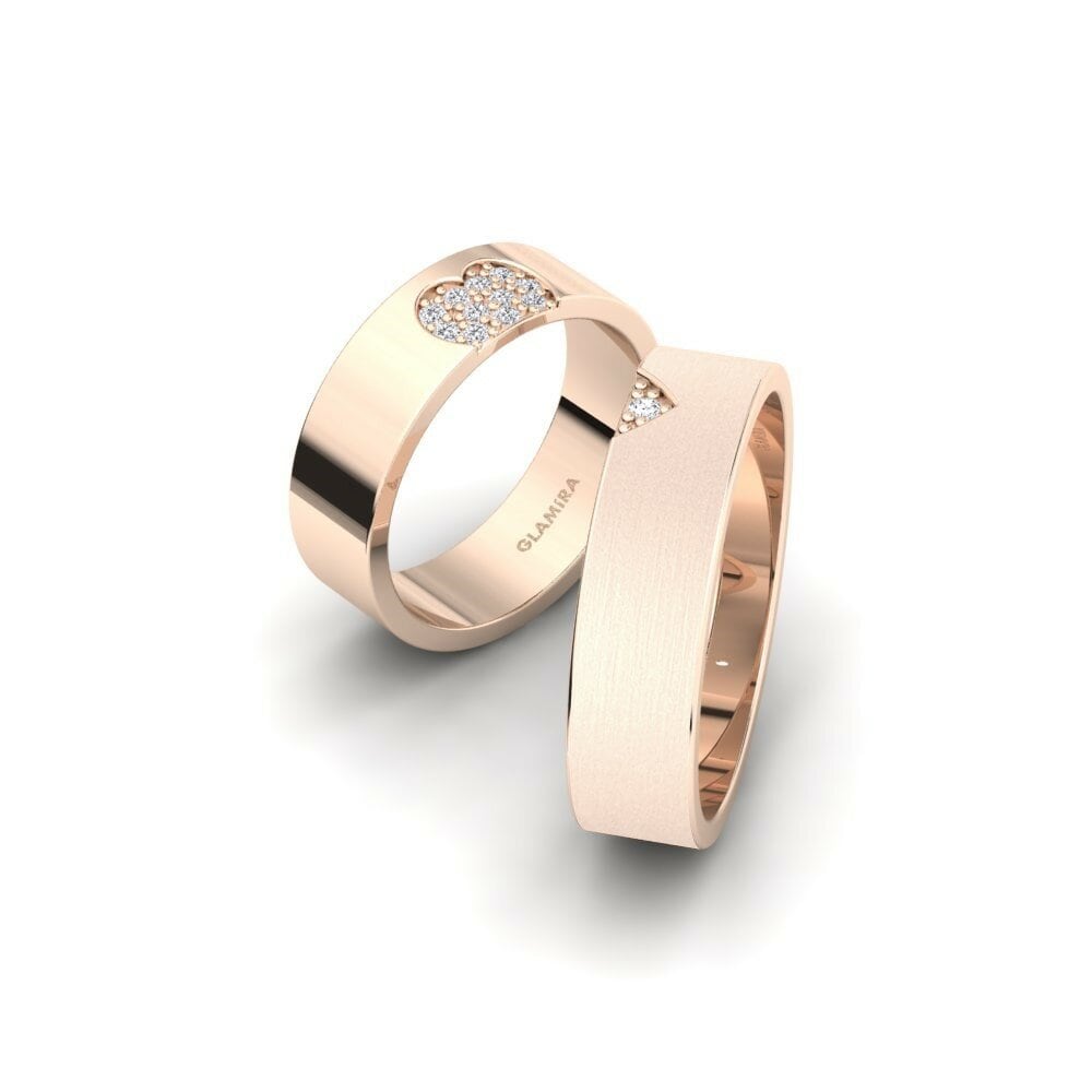 Or rose 14k Diamant Bague de Mariage Speciale Pair