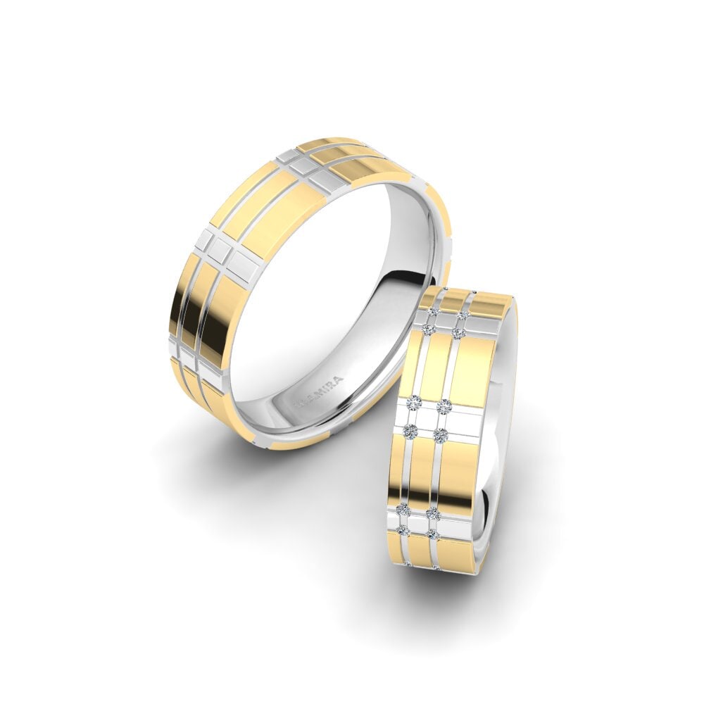 14k White & Yellow Gold Wedding Ring Spectacular Aura 6 mm