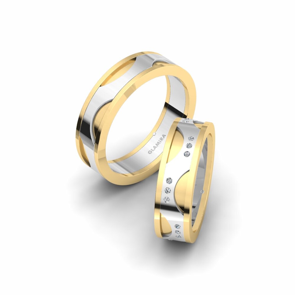 Ehering Spectacular Couple 6 mm Weiß & Gelbgold 750