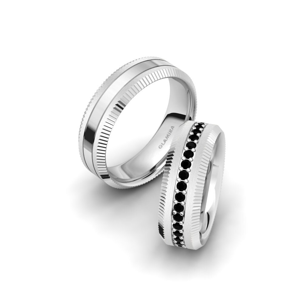 White Silver Black Diamond Wedding Ring Spectacular Feeling