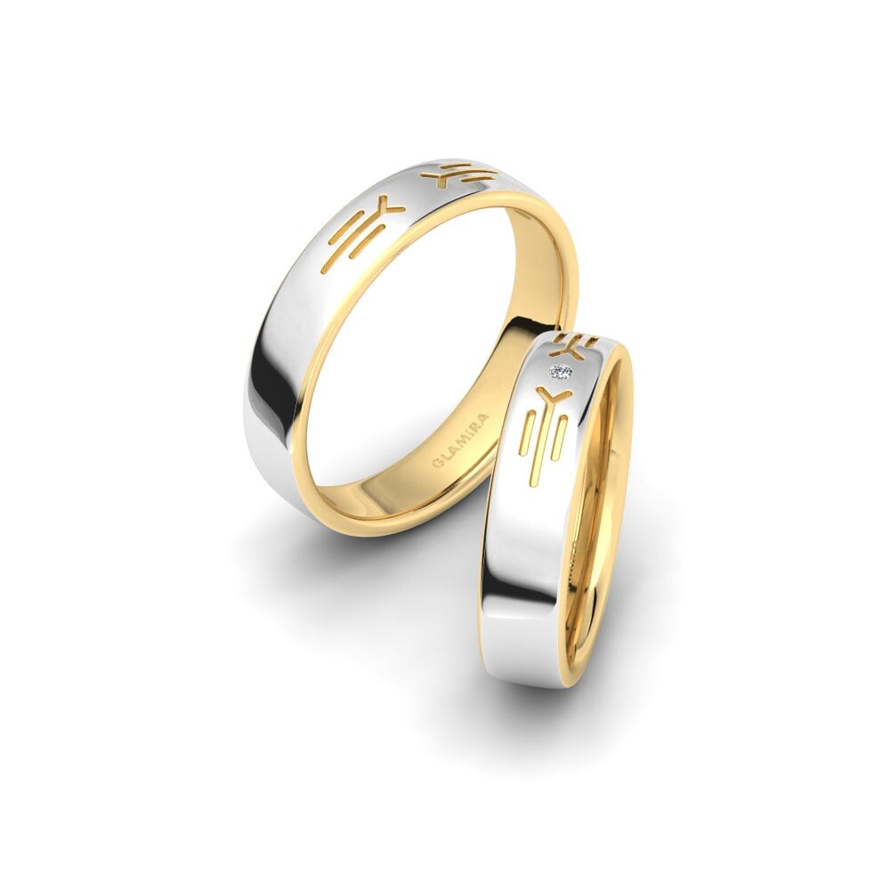 14k White & Yellow Gold Wedding Ring Spectacular Flower 5 mm