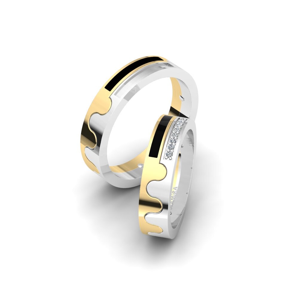 14k White & Yellow Gold Wedding Ring Spectacular Ivy 5 mm