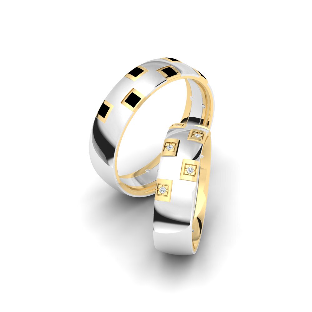 14k White & Yellow Gold Wedding Ring Spectacular Joy 6 mm