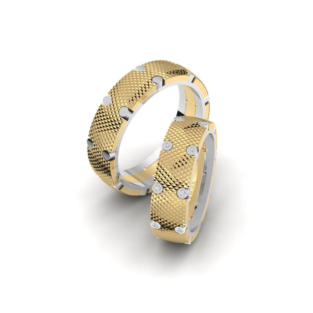 14k Yellow & White Gold Diamond Wedding Ring Spectacular Logic 6 mm