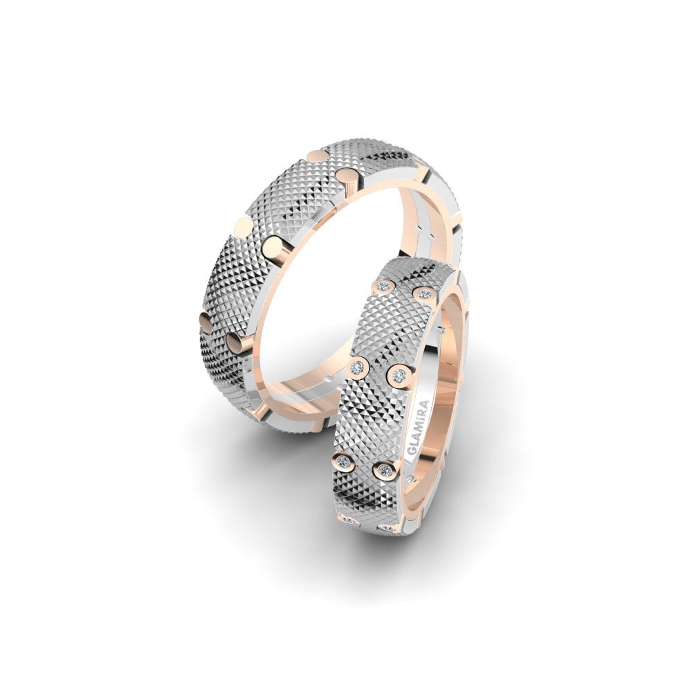 14k Oro Blanco & Rosa Anillo de boda Spectacular Logic 5 mm