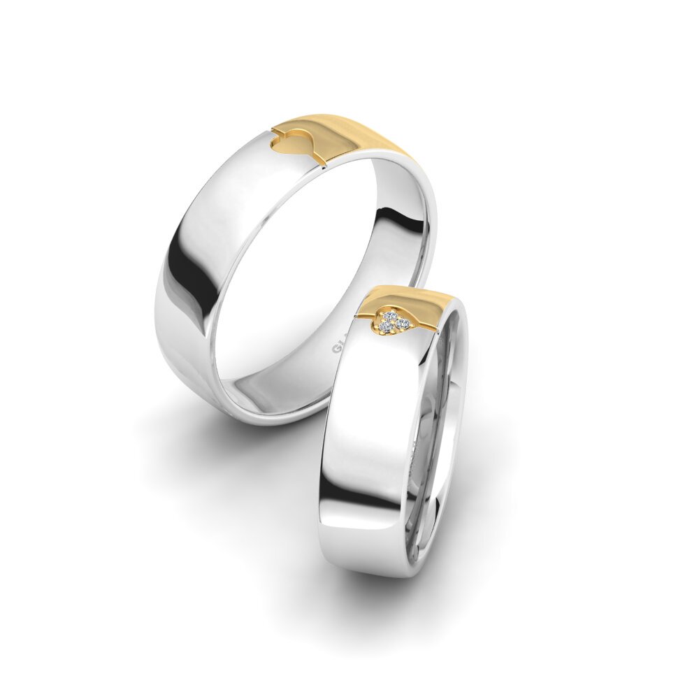 14k White & Yellow Gold Wedding Ring Spectacular Reality 6 mm