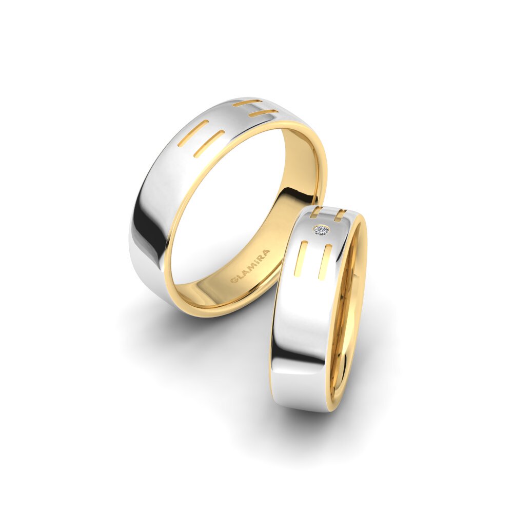 14k White & Yellow Gold Wedding Ring Spectacular Shine 6 mm