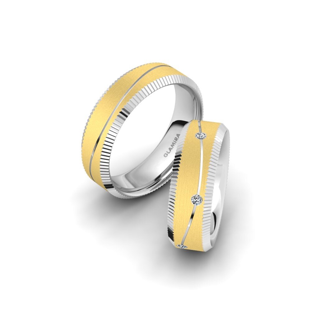 14k White & Yellow Gold Wedding Ring Spectacular Shiny