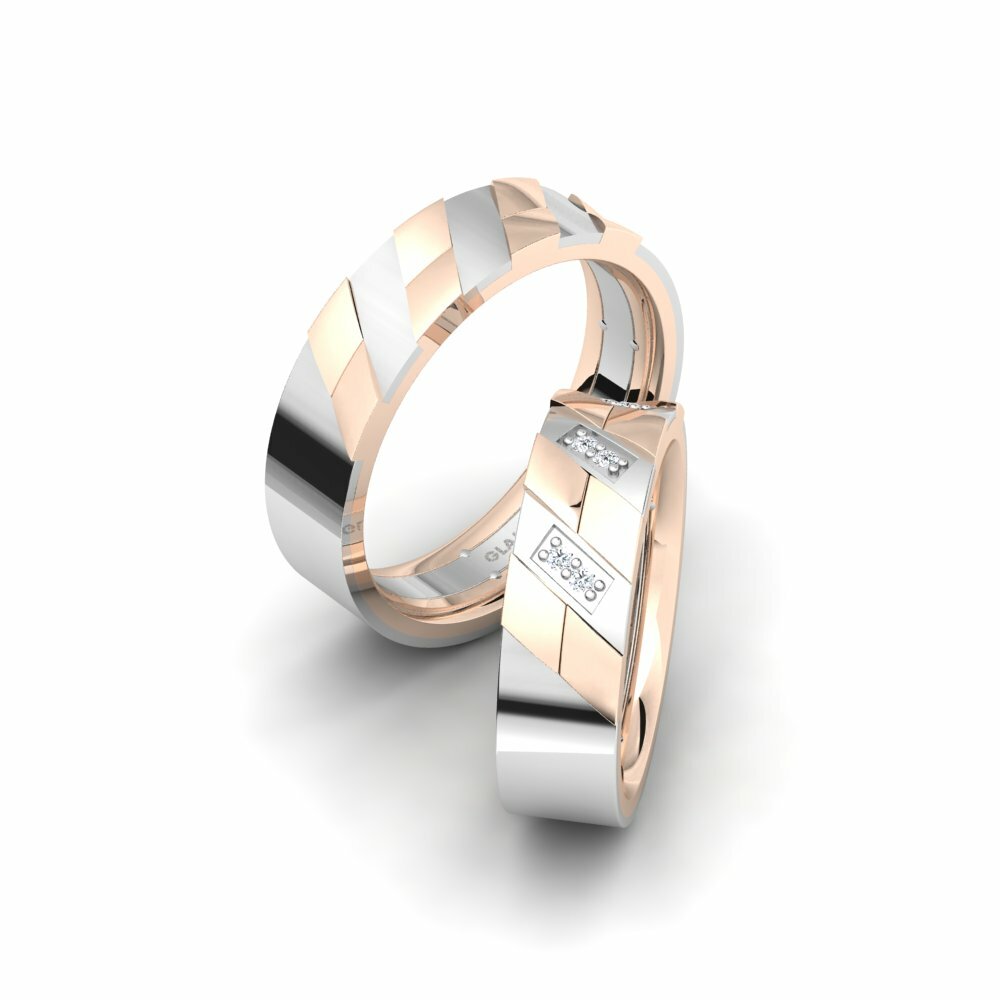 14k Oro Blanco & Rosa Anillo de boda Spectacular Spark 6 mm