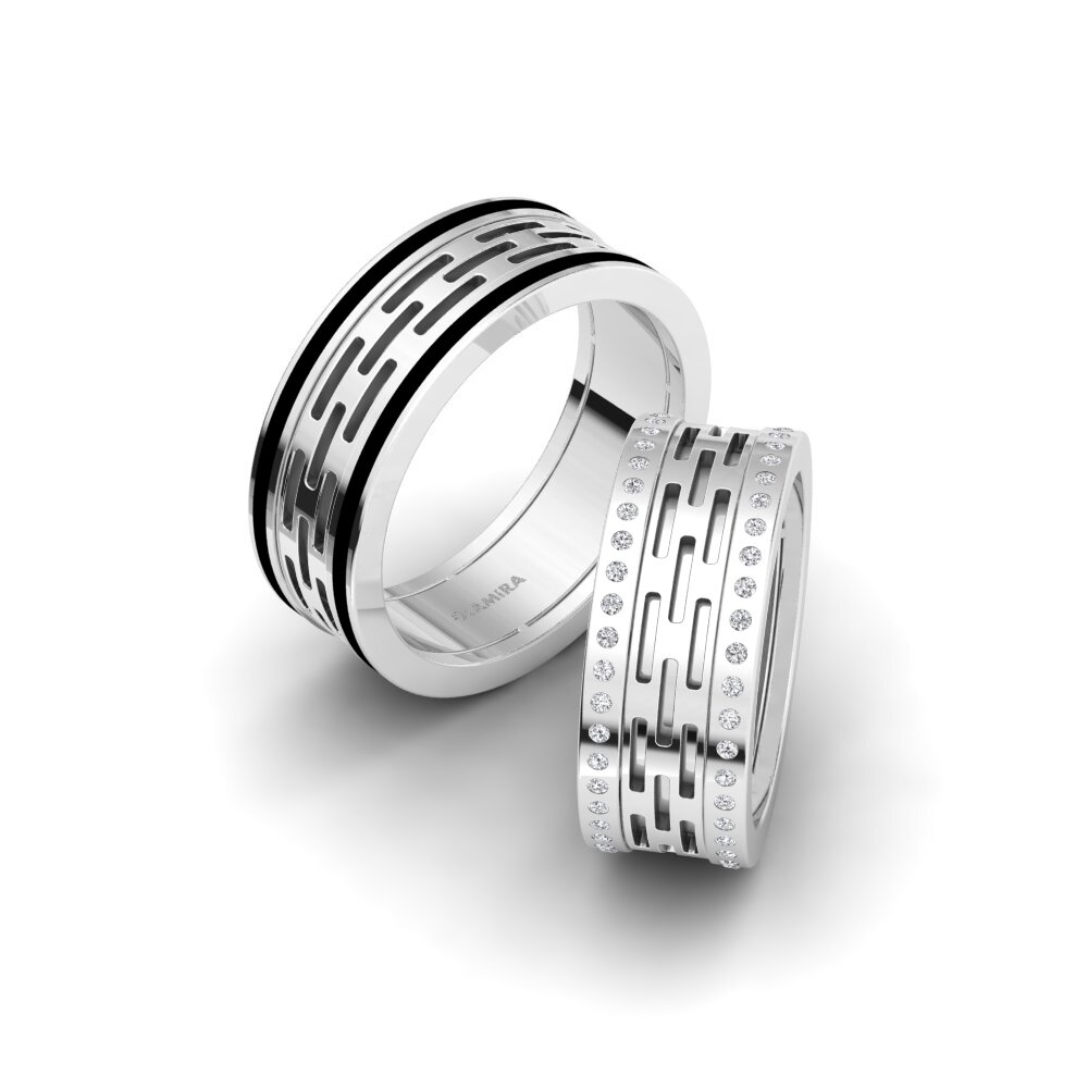 White Silver Diamond Wedding Ring Spectacular Stark 8 mm