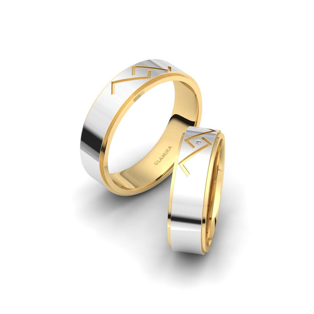 14k White & Yellow Gold Wedding Ring Spectacular Structure 6 mm