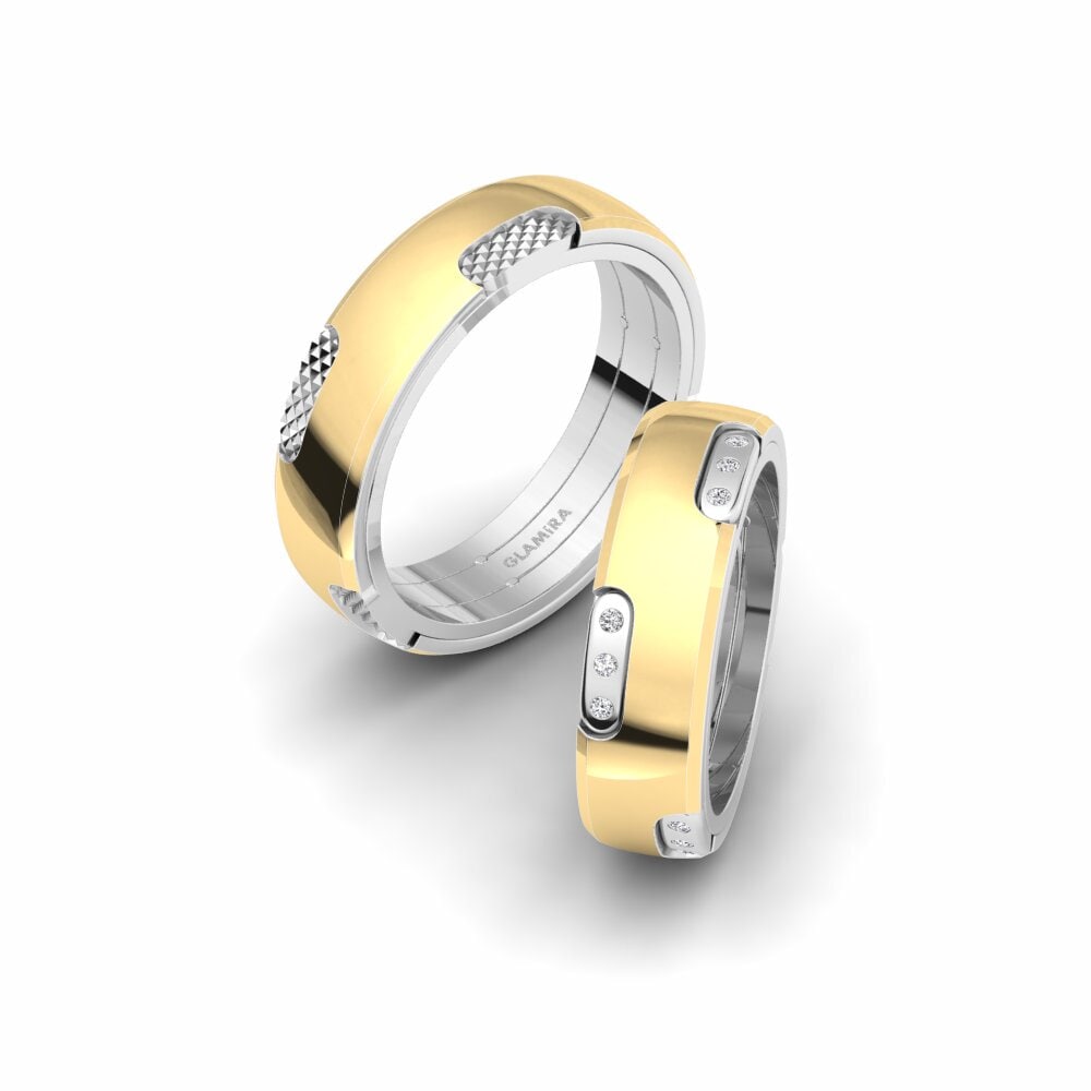14k Yellow & White Gold Diamond Wedding Ring Spectacular Sweet 6 mm