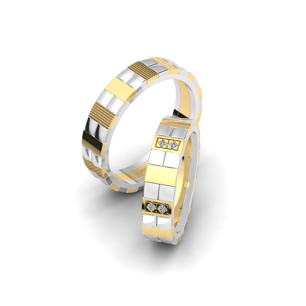 14k White & Yellow Gold Wedding Ring Spectacular Swirl 5 mm