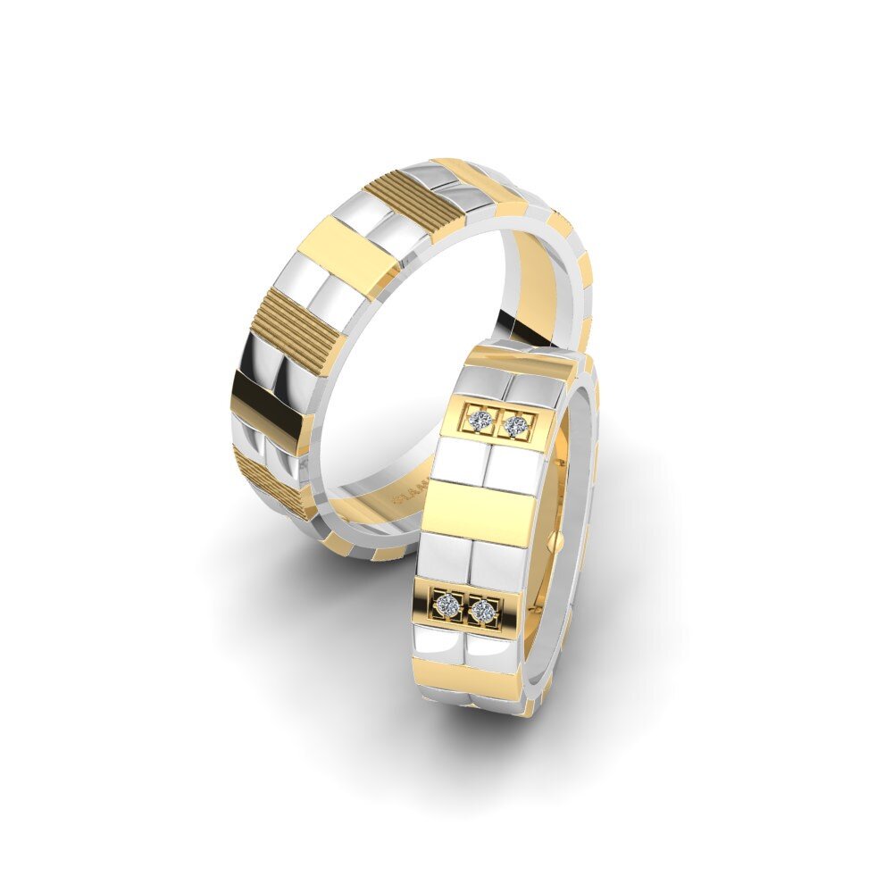 14k White & Yellow Gold Wedding Ring Spectacular Swirl 6 mm
