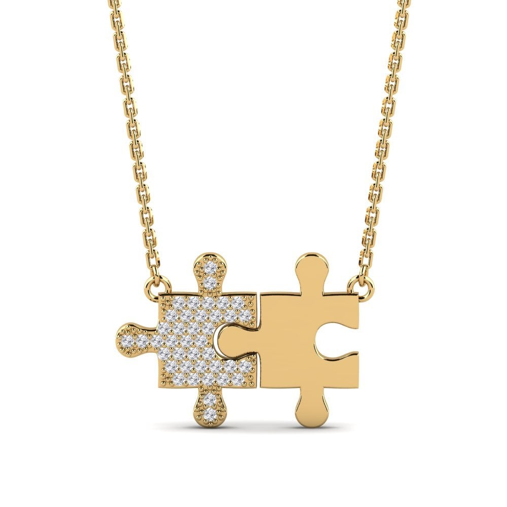 Ciondolo Croce Donna In Argento 925 Placcato Oro Giallo Con Diamante Simulato 1 Ct