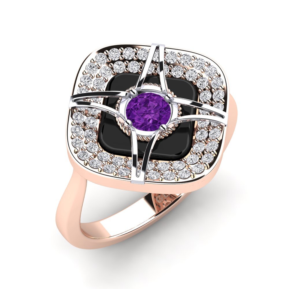 9ct Rose & White Gold Amethyst Ring Speelman
