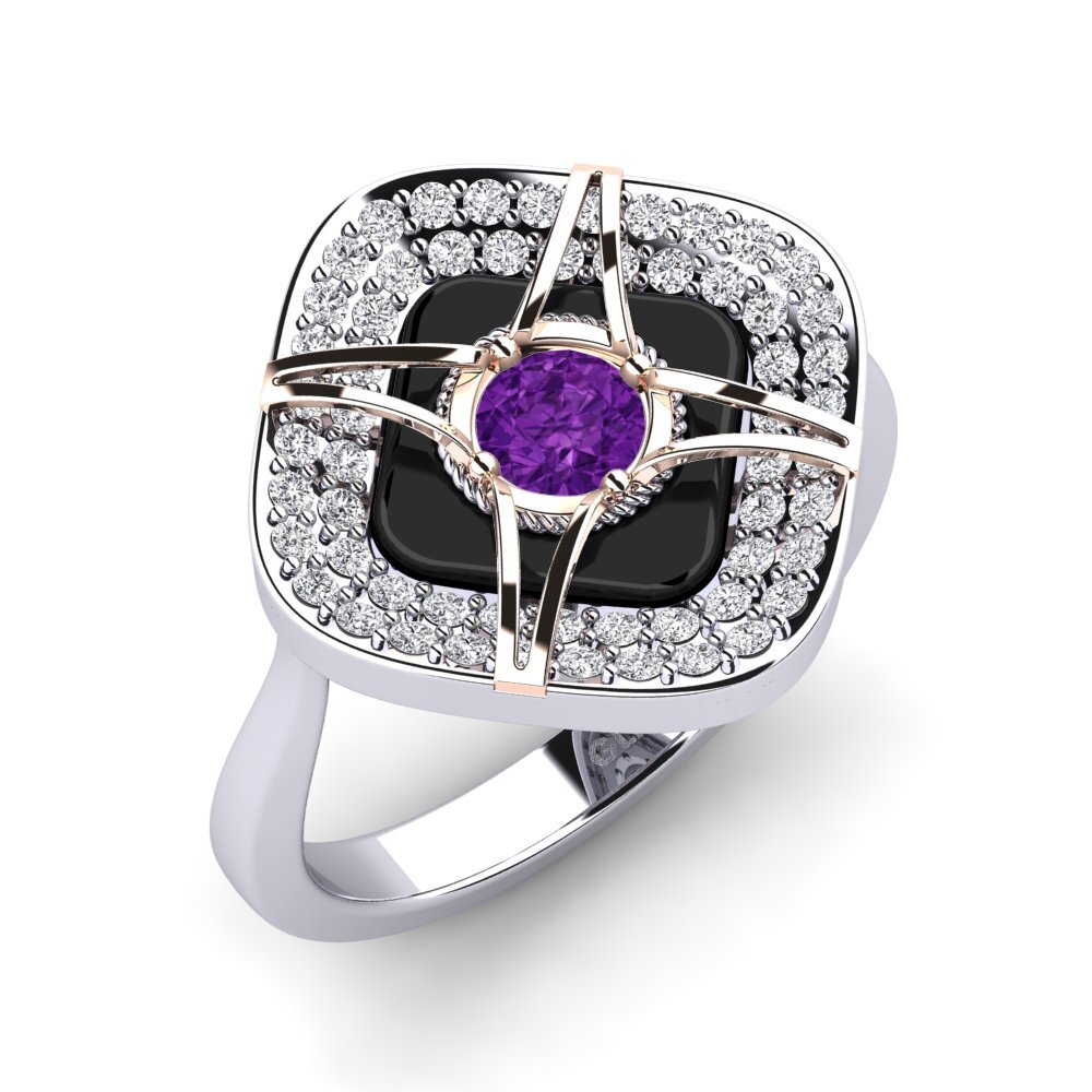 18ct White & Rose Gold Amethyst Ring Speelman