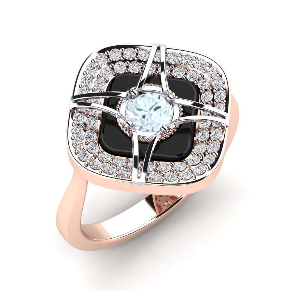 14ct Rose & White Gold Aquamarine Ring Speelman
