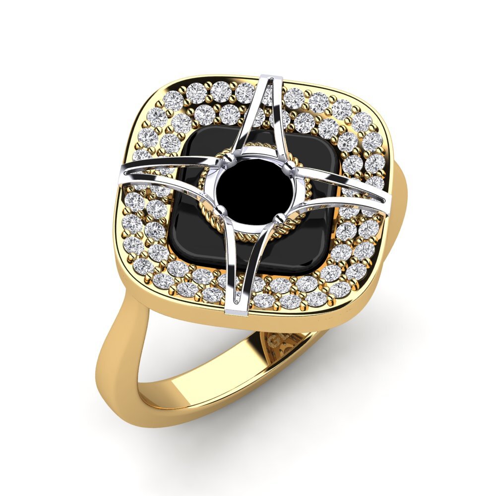 14ct Yellow & White Gold Black Onyx Ring Speelman