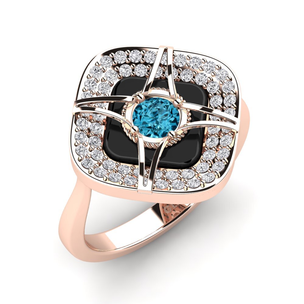9ct Rose Gold Blue Zircon Ring Speelman