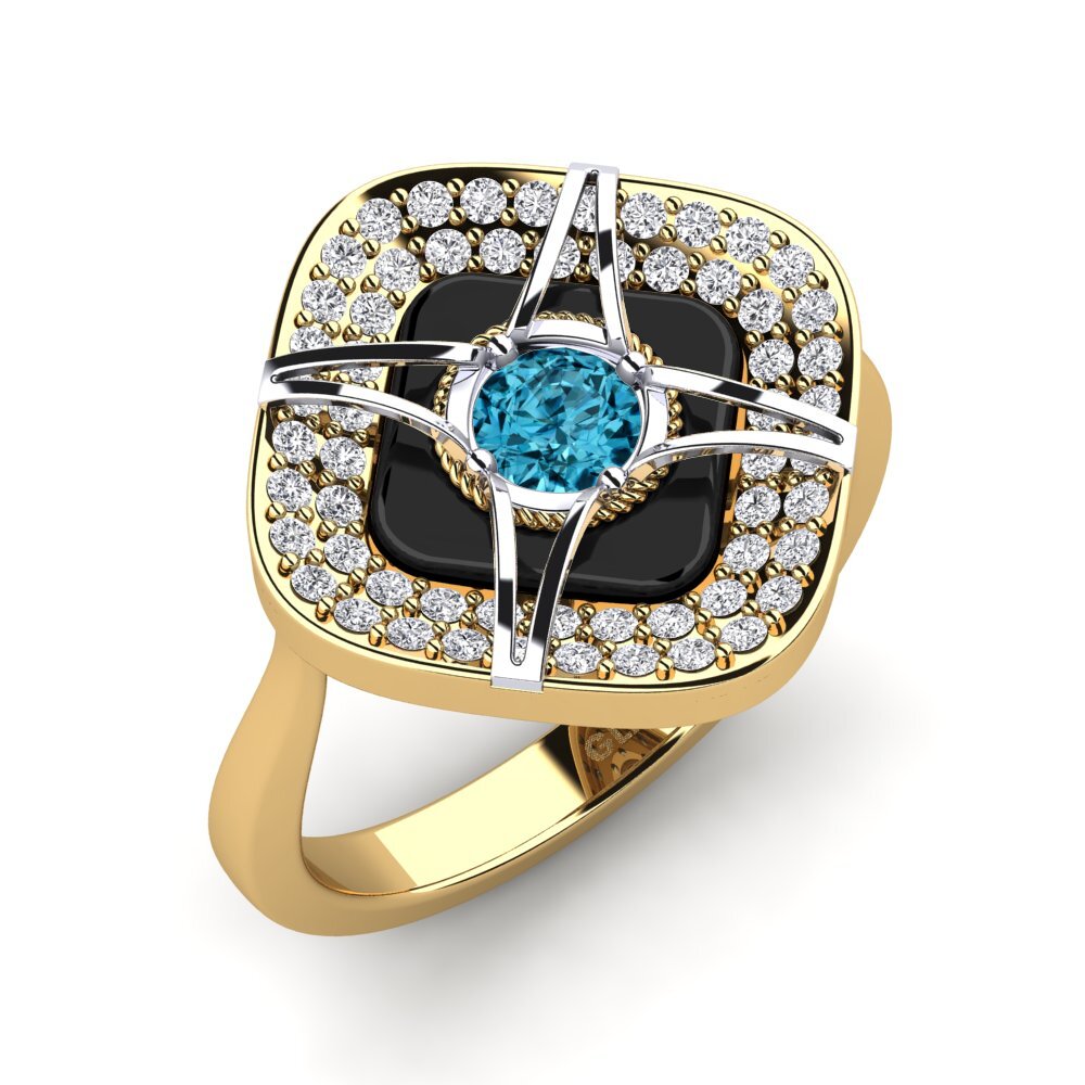 14ct Yellow & White Gold Blue Zircon Ring Speelman