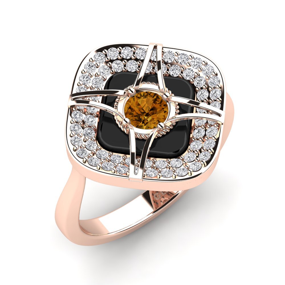 14ct Rose Gold Brown Zircon Ring Speelman