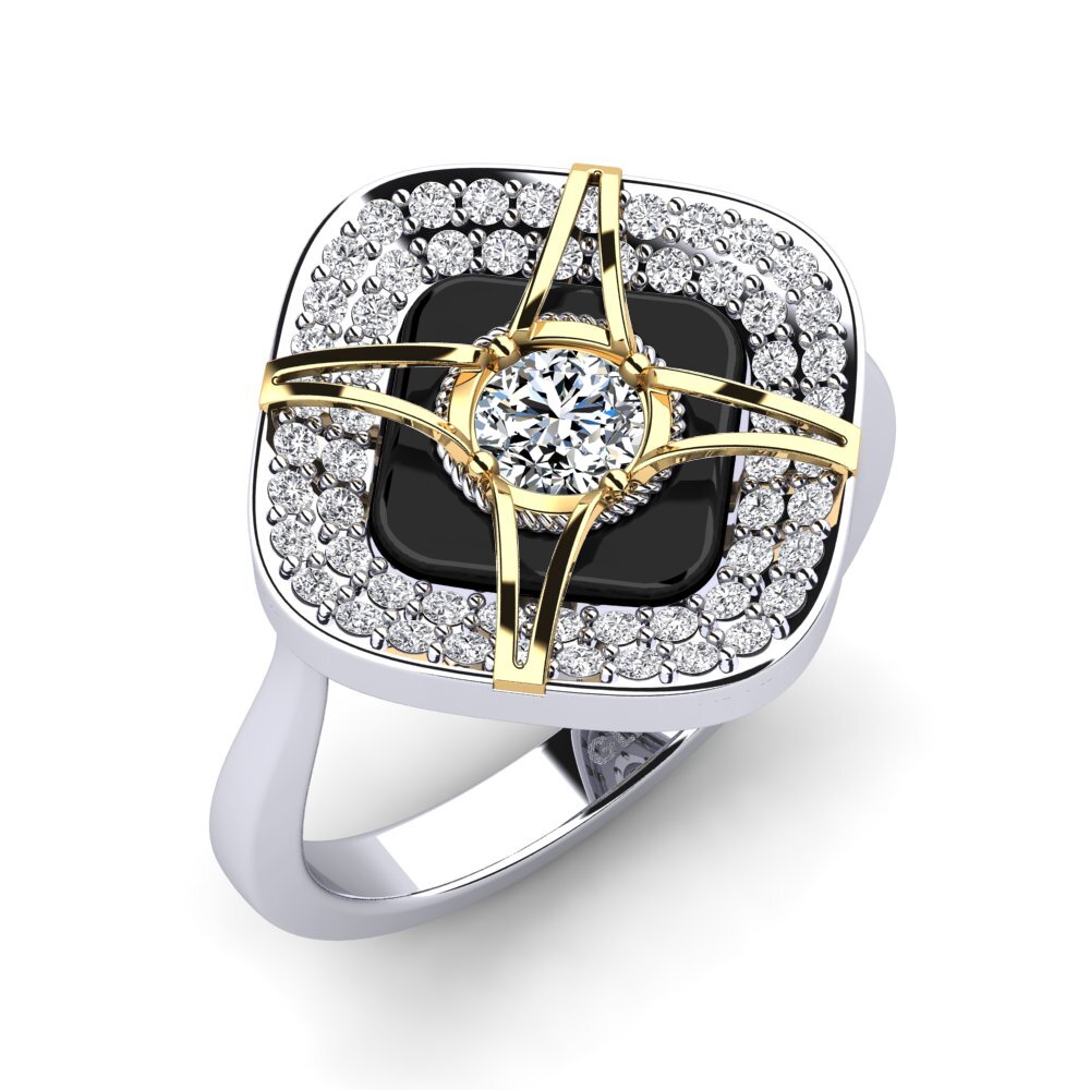 14ct White & Yellow Gold Zirconia Ring Speelman