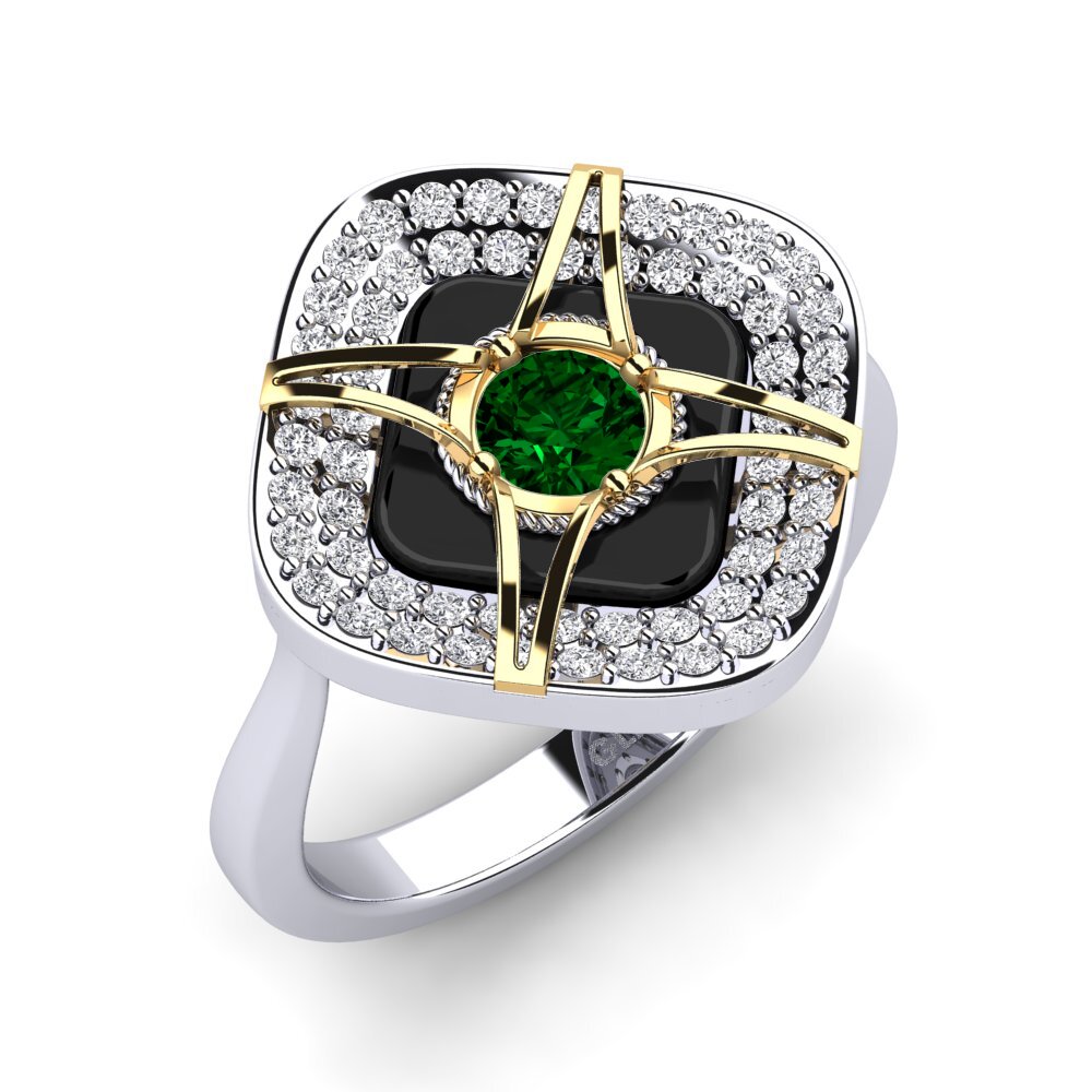 9ct White & Yellow Gold Green Zirconia Ring Speelman