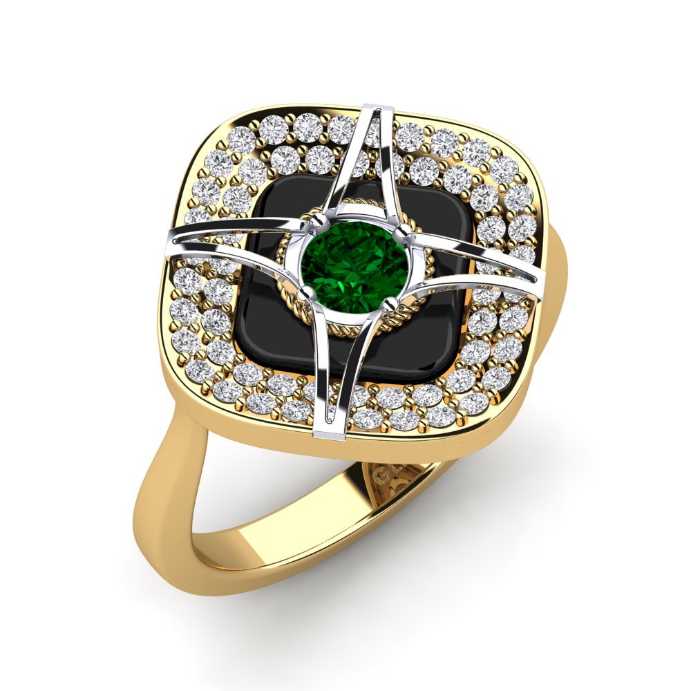 14ct Yellow & White Gold Green Zirconia Ring Speelman