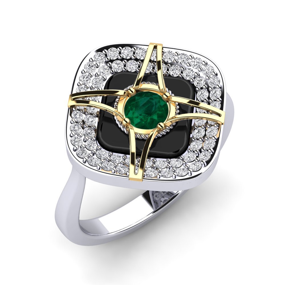 9ct White & Yellow Gold Emerald Ring Speelman