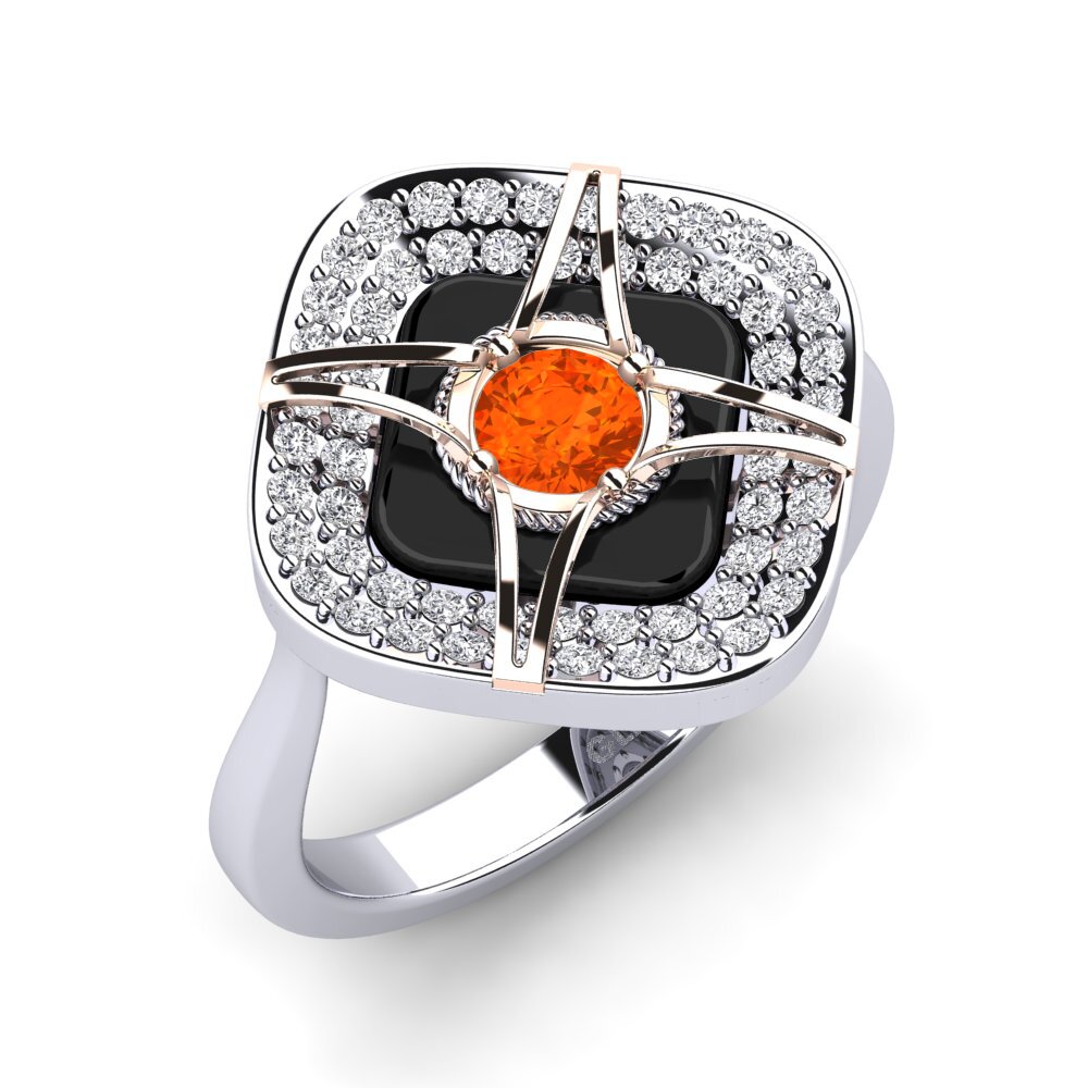 14ct White & Rose Gold Fire Opal Ring Speelman