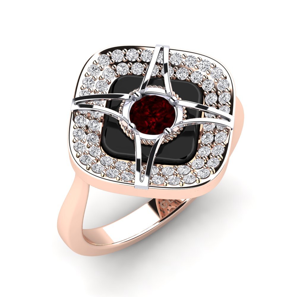 14ct Rose & White Gold Garnet Ring Speelman