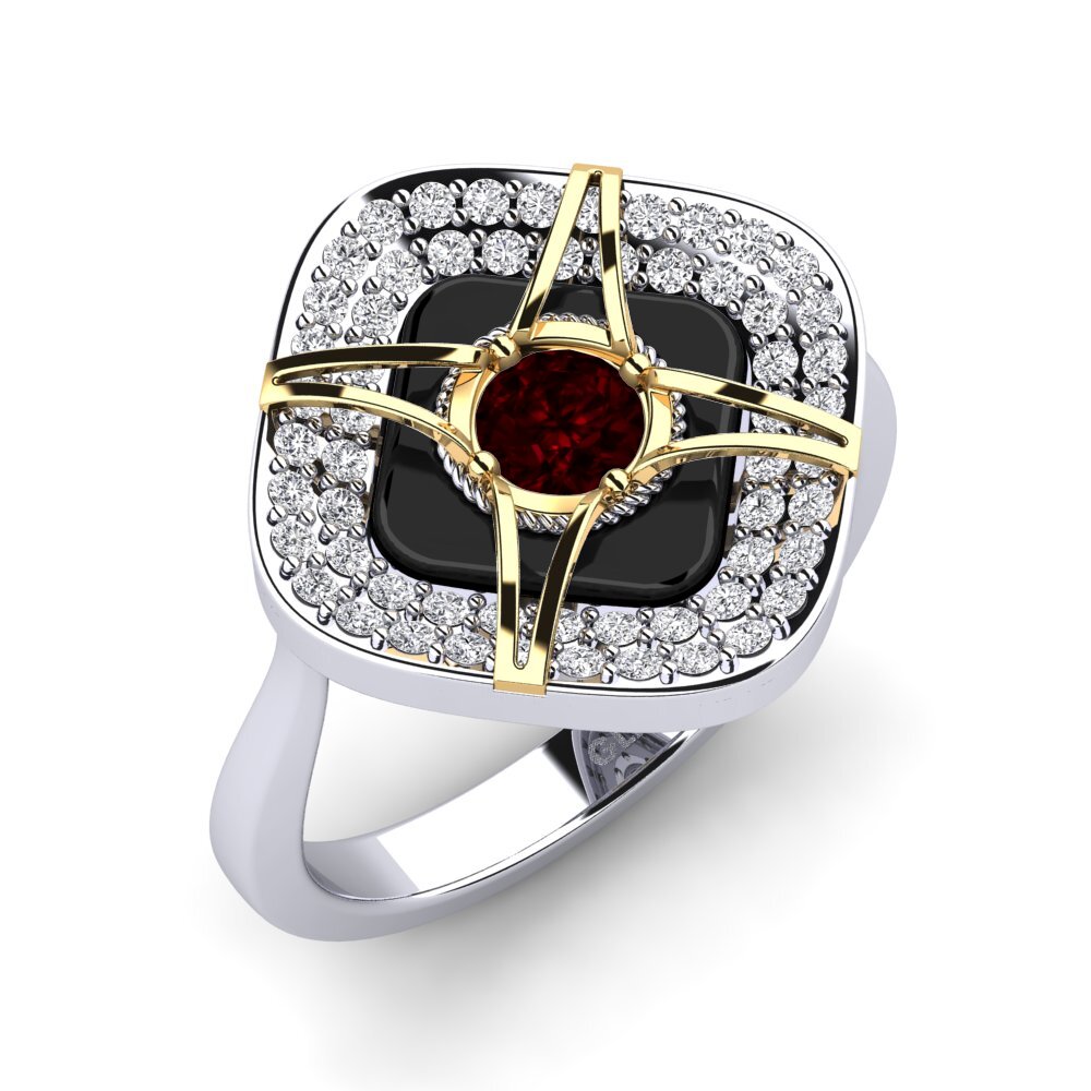 9ct White & Yellow Gold Garnet Ring Speelman