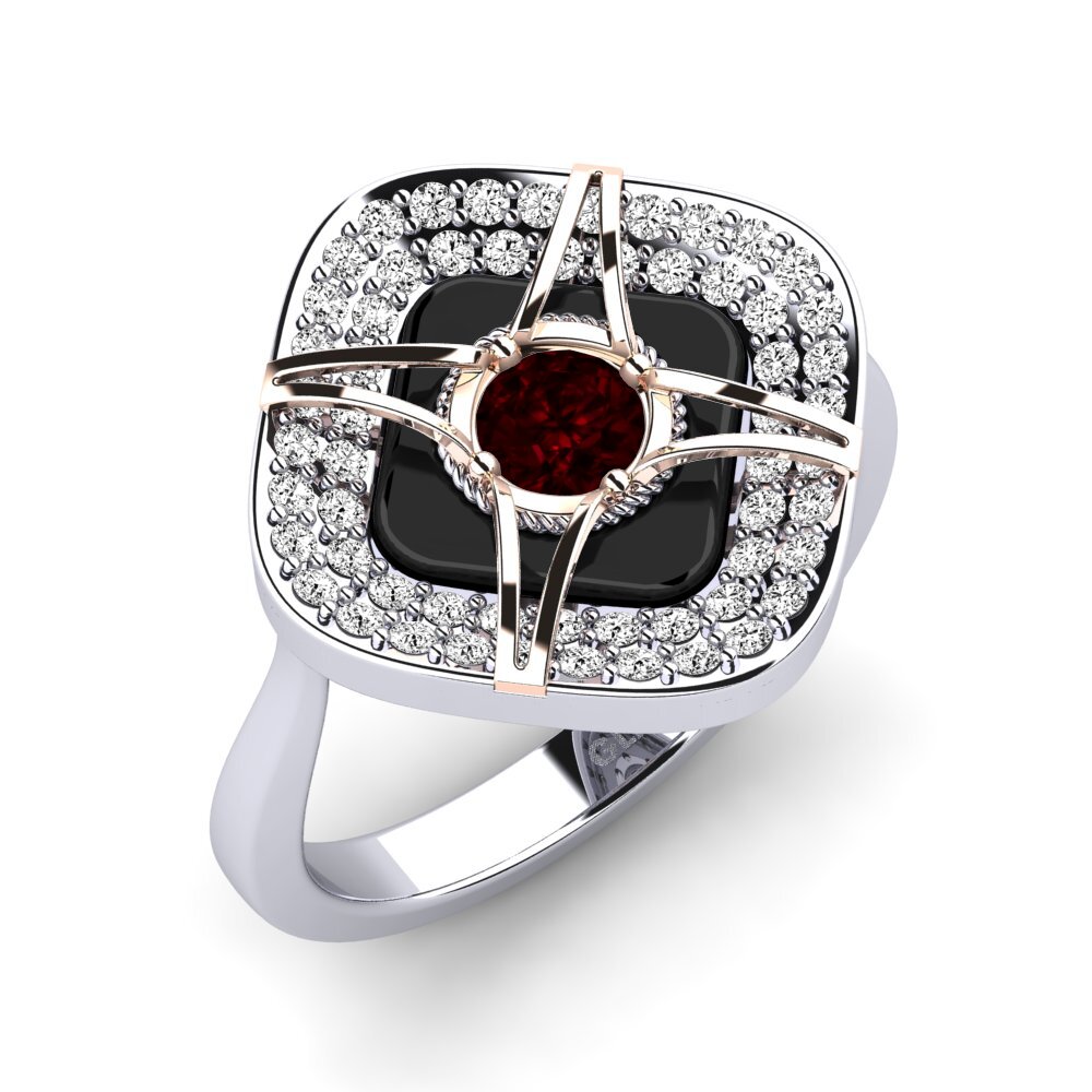 14ct White & Rose Gold Garnet Ring Speelman