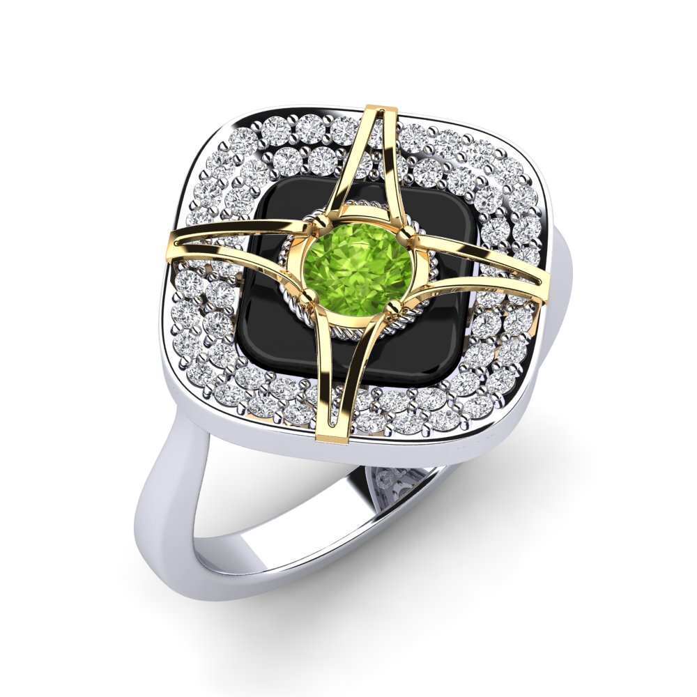 9ct White & Yellow Gold Peridot Ring Speelman