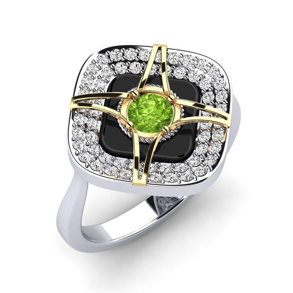 14ct White & Yellow Gold Peridot Ring Speelman