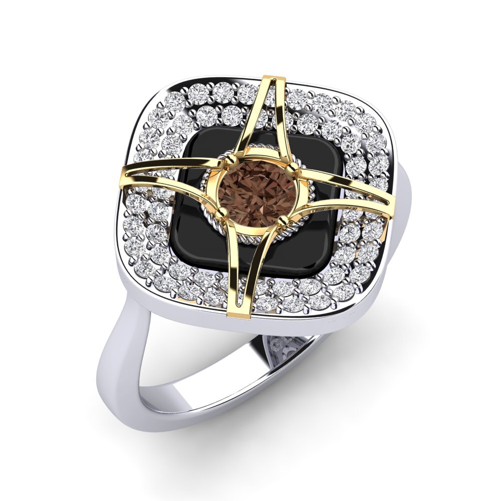 9ct White & Yellow Gold Smoky Quartz Ring Speelman